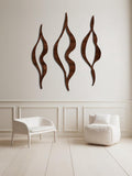 Ensemble de 3 panneaux de décoration murale en bois, lignes géométriques abstraites, art moderne pour salon chambre bureau