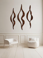 Ensemble de 3 panneaux de décoration murale en bois, lignes géométriques abstraites, art moderne pour salon chambre bureau