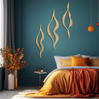 Ensemble de 3 panneaux de décoration murale en bois, lignes géométriques abstraites, art moderne pour salon chambre bureau