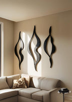 Ensemble de 3 panneaux de décoration murale en bois, lignes géométriques abstraites, art moderne pour salon chambre bureau