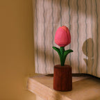Tulipe en bois artisanale, décoration de bureau fleur en bois, ornement de maison