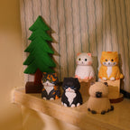 Figurine de chat en bois sculptée à la main, ornement de chat artisanal, décoration intérieure