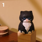 Figurine de chat en bois sculptée à la main, ornement de chat artisanal, décoration intérieure