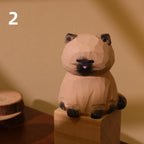 Figurine de chat en bois sculptée à la main, ornement de chat artisanal, décoration intérieure