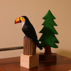 Figurines d'oiseaux en bois - Toucan, pygargue à tête blanche, moineau