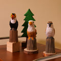 Figurines d'oiseaux en bois - Toucan, pygargue à tête blanche, moineau