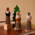 Figurines d'oiseaux en bois - Toucan, pygargue à tête blanche, moineau