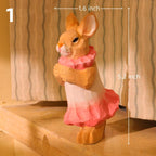 Lapin en bois sculpté à la main, figurine artisanale en bois naturel, décoration de maison