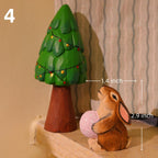 Lapin en bois sculpté à la main, figurine artisanale en bois naturel, décoration de maison