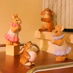 Lapin en bois sculpté à la main, figurine artisanale en bois naturel, décoration de maison