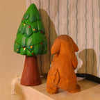 Lapin en bois sculpté à la main, figurine artisanale en bois naturel, décoration de maison