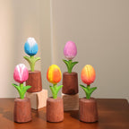 Tulipe en bois artisanale, décoration de bureau fleur en bois, ornement de maison