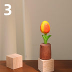 Tulipe en bois artisanale, décoration de bureau fleur en bois, ornement de maison