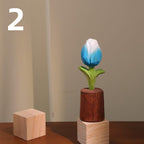 Tulipe en bois artisanale, décoration de bureau fleur en bois, ornement de maison