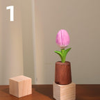Tulipe en bois artisanale, décoration de bureau fleur en bois, ornement de maison