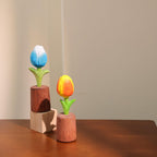 Tulipe en bois artisanale, décoration de bureau fleur en bois, ornement de maison