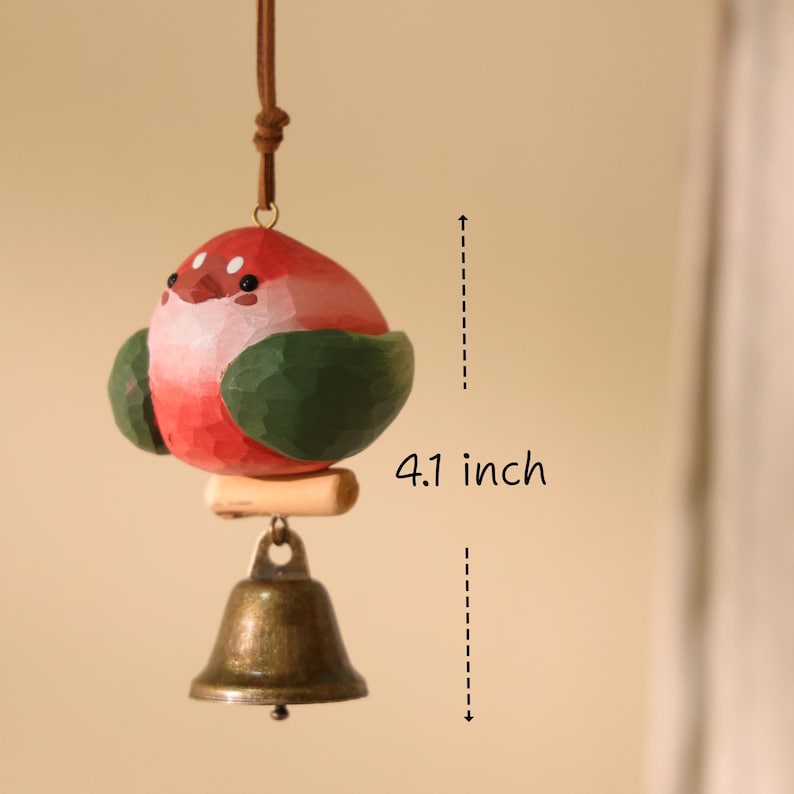 Ornement d'oiseau en bois fait main, Rose, Décoration intérieure artisanal