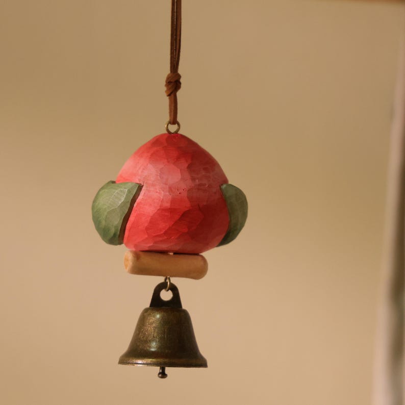Ornement d'oiseau en bois fait main, Rose, Décoration intérieure artisanal