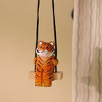 Ornement de tigre en bois, décoration d'intérieur artisanale