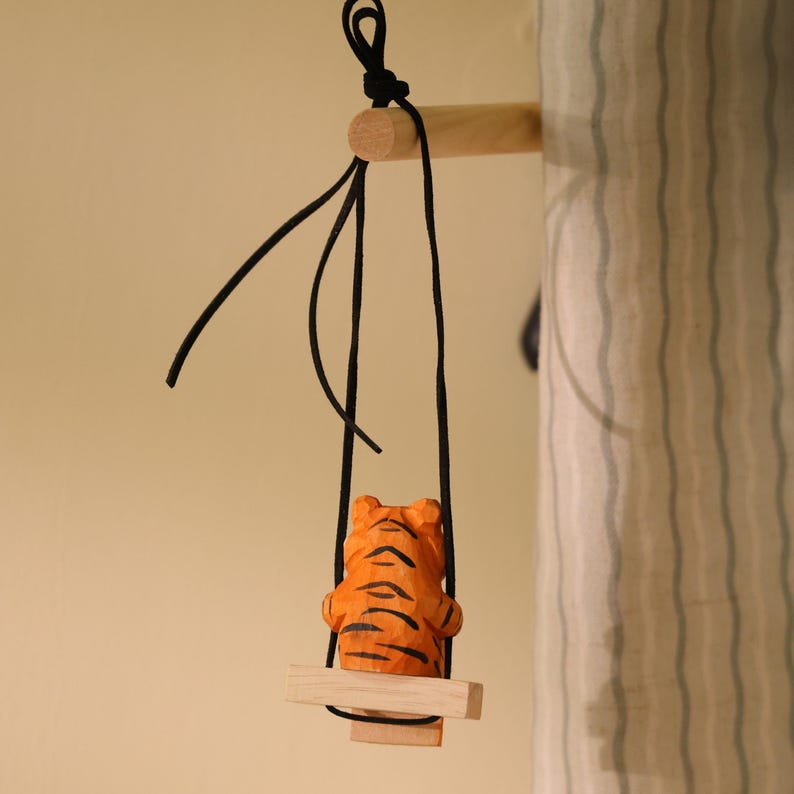 Ornement de tigre en bois, décoration d'intérieur artisanale
