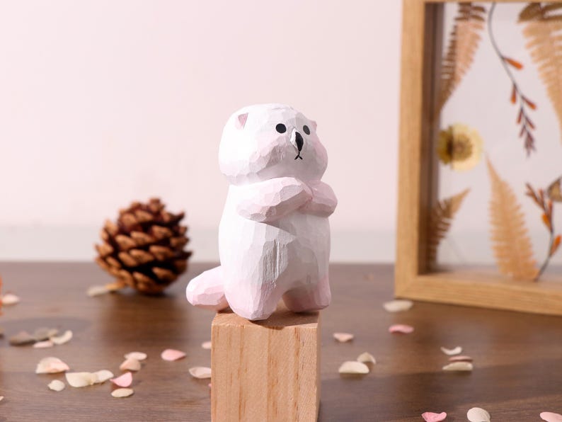 Statue en bois sculptée à la main, loutre, décoration intérieure, 7 cm