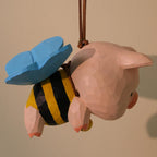 Cochon en bois décoratif fait main, décoration intérieure rustique, art du bois, décoration de Noël
