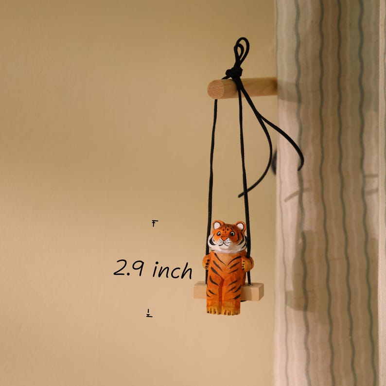 Ornement de tigre en bois, décoration d'intérieur artisanale