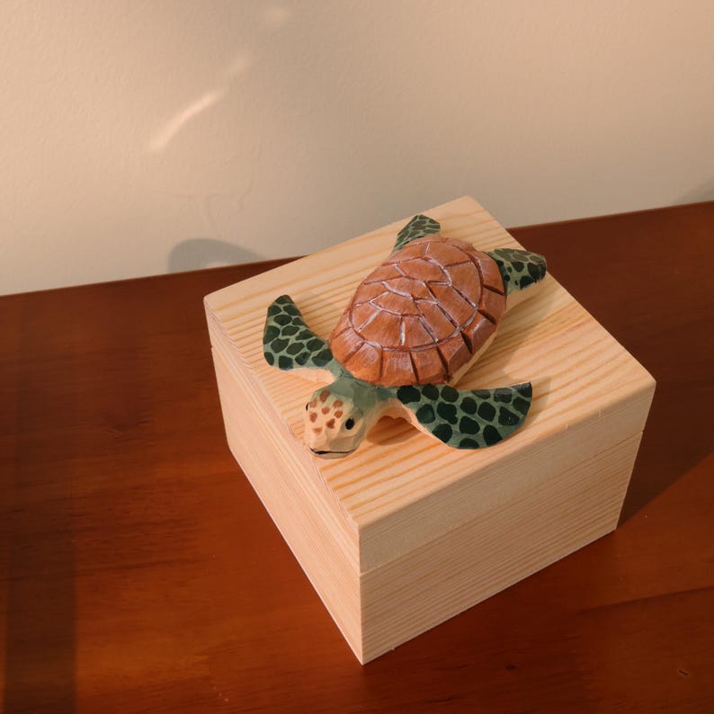 Tortue en bois sculptée à la main, statue de tortue, décoration d'étagère, décoration marine artisanale