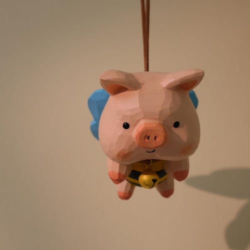 Cochon en bois décoratif fait main, décoration intérieure rustique, art du bois, décoration de Noël