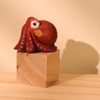 Figurine de pieuvre en bois, mini statue sculptée à la main, décoration artisanale