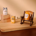 Figurine chien shiba inu en bois sculptée à la main, ornement artisanal