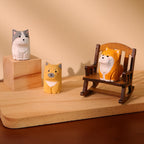 Figurine chien shiba inu en bois sculptée à la main, ornement artisanal