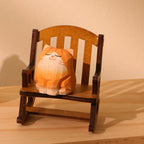 Figurine Chat en Bois Sculpté à la Main, Décoration d'Intérieur Artisanale