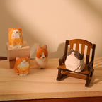 Figurine Chat en Bois Sculpté à la Main, Décoration d'Intérieur Artisanale