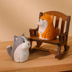 Figurine chien shiba inu en bois sculptée à la main, ornement artisanal