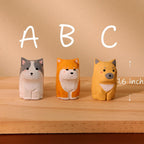 Figurine chien shiba inu en bois sculptée à la main, ornement artisanal