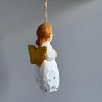 Ange en bois sculpté à la main - Statue d'ange en tilleul, décoration de Noël