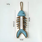 Pendentif Poisson en Bois, Thermomètre Suspendu Arête Poisson, Décoration Murale Nautique