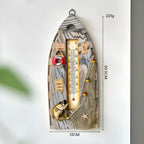 Pendentif Poisson en Bois, Thermomètre Suspendu Arête Poisson, Décoration Murale Nautique