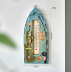 Pendentif Poisson en Bois, Thermomètre Suspendu Arête Poisson, Décoration Murale Nautique