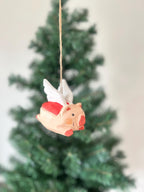 Cochon volant en bois sculpté à la main – Décoration de Noël, 8,1 cm