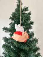 Cochon volant en bois sculpté à la main – Décoration de Noël, 8,1 cm