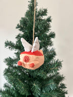 Cochon volant en bois sculpté à la main – Décoration de Noël, 8,1 cm