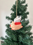 Cochon volant en bois sculpté à la main – Décoration de Noël, 8,1 cm