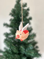 Cochon volant en bois sculpté à la main – Décoration de Noël, 8,1 cm