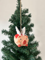 Cochon volant en bois sculpté à la main – Décoration de Noël, 8,1 cm