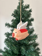 Cochon volant en bois sculpté à la main – Décoration de Noël, 8,1 cm