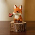 Renard en bois sculpté à la main | Figurine animalière décorative | 5x5x8 cm