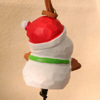 Décorations de Noël sculptées à la main – Père Noël et bonhomme de neige en bois