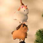 Cloche en bois faite main avec animaux de la ferme empilés, décoration suspendue pour sapin de Noël, ornement rustique avec son doux